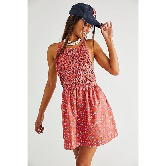 Petunia Cotton Mini Dress in Poppy Combo Size M